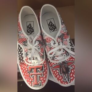 Vans Women's Custom Texas Tech Red and White Sneakers